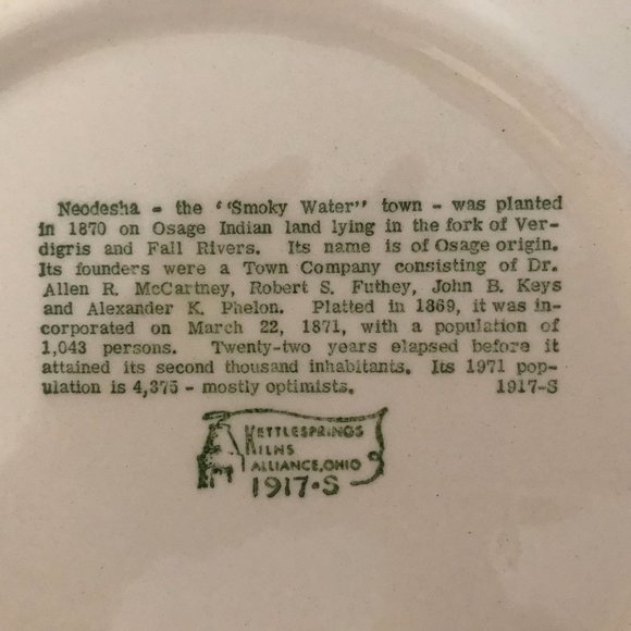 Neodesha KS Vintage Centennial Plate featuring the Norman Oil Well of 1892 - Picture 2 of 3